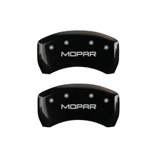 Load image into Gallery viewer, MGP 4 Caliper Covers Engraved Front &amp; Rear MOPAR Black finish silver ch
