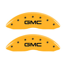 Load image into Gallery viewer, MGP 4 Caliper Covers Engraved Front &amp; Rear Denali Yellow finish black ch

