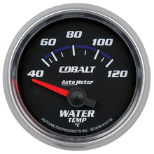 Load image into Gallery viewer, Autometer Cobalt 52mm Short Sweep Electronic 40-120 Deg C Water Temprature Gauge
