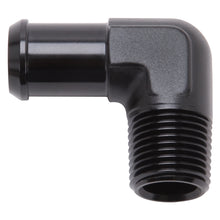 Load image into Gallery viewer, Edelbrock Hose End 90-Deg 1/2In NPT to 1/2In Barb Black Anodize
