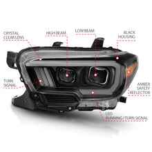 Load image into Gallery viewer, ANZO 2016-2017 Toyota Tacoma Projector Headlights w/ Plank Style Switchback Black w/ Amber
