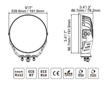 Load image into Gallery viewer, Go Rhino Xplor Blackout Series Round LED Sgl Driving Kit w/DRL (Surface/Thread Stud Mnt) 9in. - Blk
