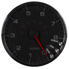 Load image into Gallery viewer, Autometer Spek-Pro Gauge Tachometer 5in 8K Rpm W/Shift Light &amp; Peak Mem Black/Chrome
