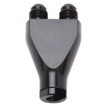 Load image into Gallery viewer, Russell Performance Billet Y-Block Adapter 3/8in SAE Qick Disconnect (2) -6AN Male Flare Black
