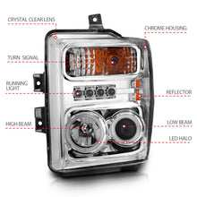 Load image into Gallery viewer, ANZO 2008-2010 Ford F-250 Projector Headlights w/ Halo Chrome (CCFL)
