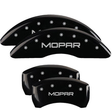 Load image into Gallery viewer, MGP 4 Caliper Covers Engraved Front &amp; Rear SRT8 Black finish silver ch
