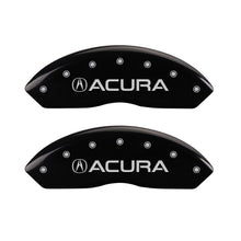 Load image into Gallery viewer, MGP 4 Caliper Covers Engraved Front &amp; Rear Acura Black finish silver ch
