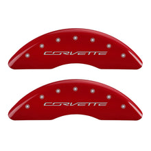 Load image into Gallery viewer, MGP 4 Caliper Covers Engraved Front Corvette C7 Engraved Rear Z51/2015 Red finish silver ch

