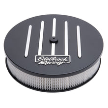 Load image into Gallery viewer, Edelbrock Air Cleaner Racing Series Round Aluminum Top Cloth Element 14In Dia X 3 125In Dropped Base
