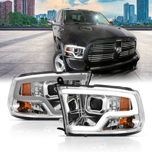 Load image into Gallery viewer, ANZO 09-18 Dodge Ram 1500 Plank Style Projector Headlights Chrome w/ Halo
