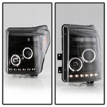 Load image into Gallery viewer, Spyder Ford Super Duty 11-16 Projector Headlights LEDHalo DRL All Black PRO-YD-FS11-HL-BKV2
