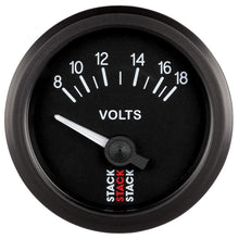 Load image into Gallery viewer, Autometer Stack Instruments 52mm 8-18V Electric Battery Voltage Gauge - Black
