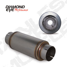 Load image into Gallery viewer, Diamond Eye MFLR 5inID SGL IN/SGL OUT 7inDIA X 14in BODY 20in LENGTH PERF SLOTTED ENDS 409 SS
