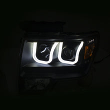Load image into Gallery viewer, ANZO 2009-2014 Ford F-150 Projector Headlights w/ U-Bar Switchback Black w/ Amber
