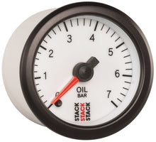 Load image into Gallery viewer, Autometer Stack 52mm 0-7 Bar M10 Male Pro Stepper Motor Oil Pressure Gauge - White
