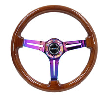 Load image into Gallery viewer, NRG Reinforced Steering Wheel (350mm / 3in. Deep) Brown Wood w/Blk Matte Spoke/Neochrome Center Mark
