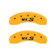 Load image into Gallery viewer, MGP 4 Caliper Covers Engraved Front Lincoln Engraved Rear MKS Yellow finish black ch
