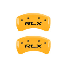 Load image into Gallery viewer, MGP 4 Caliper Covers Engraved Front Acura Engraved Rear RLX Yellow finish black ch

