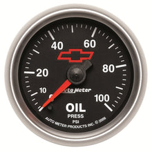 Load image into Gallery viewer, Autometer GM Bowtie Black 2-1/16in 0-100 PSI Oil Pressure - Stepper Motor
