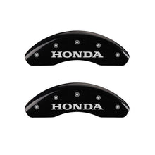 Load image into Gallery viewer, MGP Front set 2 Caliper Covers Engraved Front Honda Black finish silver ch

