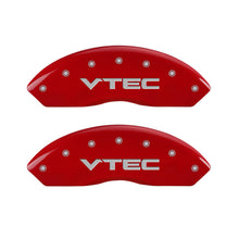 Load image into Gallery viewer, MGP 4 Caliper Covers Engraved Front &amp; Rear Vtech Red finish silver ch
