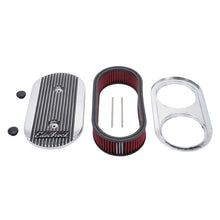 Load image into Gallery viewer, Edelbrock Air Cleaner Elite II Oval Dual-Quad Carbs 2 5In Red Element Polished

