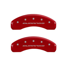 Load image into Gallery viewer, MGP 4 Caliper Covers Engraved Front &amp; Rear With out stripes/Durango Red finish silver ch
