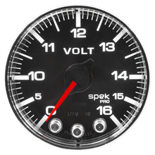 Load image into Gallery viewer, Autometer Spek-Pro Gauge Voltmeter 2 1/16in 16V Stepper Motor W/Peak &amp; Warn Blk/Chrm
