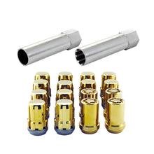 Load image into Gallery viewer, McGard SplineDrive Tuner 4 Lug Install Kit w/Locks &amp; Tool (Cone) M12x1.5 / 13/16 Hex - Gold (CS)
