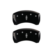 Load image into Gallery viewer, MGP 4 Caliper Covers Engraved Front Lincoln Engraved Rear Star logo Black finish silver ch
