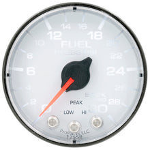 Load image into Gallery viewer, Autometer Spek-Pro Gauge Fuel Press 2 1/16in 30psi Stepper Motor W/Peak &amp; Warn Wht/Blk
