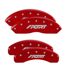Load image into Gallery viewer, MGP 4 Caliper Covers Engraved Front &amp; Rear SPORT Red finish silver ch
