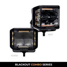 Load image into Gallery viewer, Go Rhino Xplor Blackout Combo Series Cube Sideline LED Flood Lights w/Amber 4x3 - Blk (Pair)
