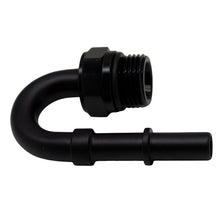 Load image into Gallery viewer, DeatschWerks 8AN ORB Male to 3/8in Male EFI Quick Connect Adapter 180-Degree - Anodized Matte Black

