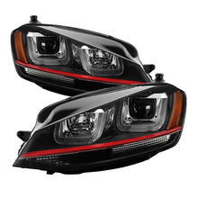 Load image into Gallery viewer, Spyder Volkswagen Golf VII 14-16 Projector Headlights DRL LED Red Stripe Blk PRO-YD-VG15-RED-DRL-BK
