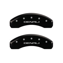 Load image into Gallery viewer, MGP 4 Caliper Covers Engraved Front &amp; Rear Denali Black finish silver ch
