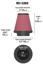 Load image into Gallery viewer, K&amp;N Universal Chrome Filter 2.25in Flange / 3.5in Base / 2in Top / 4in Height - 2 Per Box
