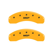 Load image into Gallery viewer, MGP 4 Caliper Covers Engraved Front &amp; Rear MGP Yellow Finish Black Char 2016 Chevrolet SS
