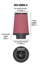 Load image into Gallery viewer, K&amp;N Filter Universal X Stream Clamp-On 4in Top OD x 6in Base OD x 8.688in H x 3in Flange ID
