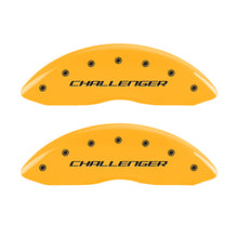 Load image into Gallery viewer, MGP 4 Caliper Covers Engraved Front &amp; Rear Block/Challenger Yellow finish black ch
