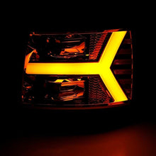 Load image into Gallery viewer, AlphaRex 07-13 Chevy 1500 LUXX LED Proj Headlights Plank Design Chrome w/ Activ Light/Seq Signal/DRL
