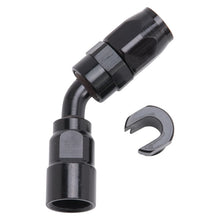 Load image into Gallery viewer, Russell Performance 3/8in SAE Quick Disc Female to -6 Hose Black 45 Degree Hose End
