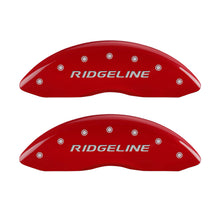 Load image into Gallery viewer, MGP 4 Caliper Covers Engraved Front &amp; Rear RidgelineRed Finish Silver Char 2017 Honda Ridgeline
