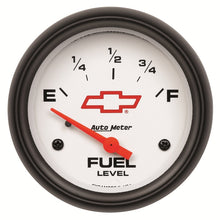 Load image into Gallery viewer, AutoMeter Gauge Fuel Level 2-5/8in. 0 Ohm(e) to 90 Ohm(f) Elec Chevy Red Bowtie White
