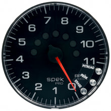 Load image into Gallery viewer, Autometer Spek-Pro Gauge Tachometer 5in 11K Rpm W/Shift Light &amp; Peak Mem Black/Chrome
