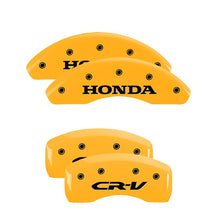 Load image into Gallery viewer, MGP 4 Caliper Covers Engraved Front Honda Rear CR-V Yellow Finish Black Char 2004 Honda CR-V
