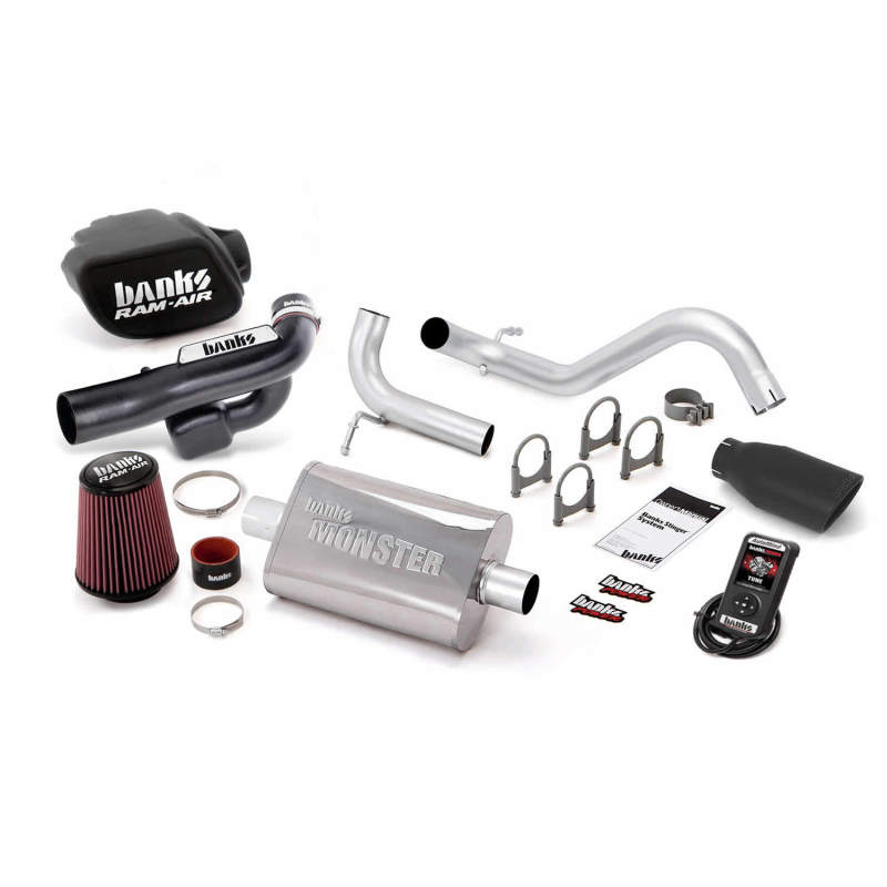 Banks Power 12-14 Jeep 3.6L Wrangler (All) 2dr Stinger Sys w/ AutoMind - SS Single Exh w/ Black Tip