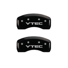 Load image into Gallery viewer, MGP 4 Caliper Covers Engraved Front &amp; Rear Vtech Black finish silver ch
