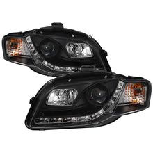 Load image into Gallery viewer, Spyder Audi A4 06-08 Projector Headlights Halogen Model Only - DRL Black PRO-YD-AA405-DRL-BK
