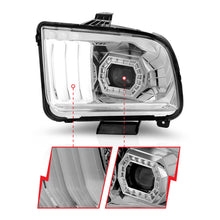 Load image into Gallery viewer, ANZO 05-09 Ford Mustang (w/Factory Halogen HL Only) Projector Headlights w/Light Bar Chrome Housing
